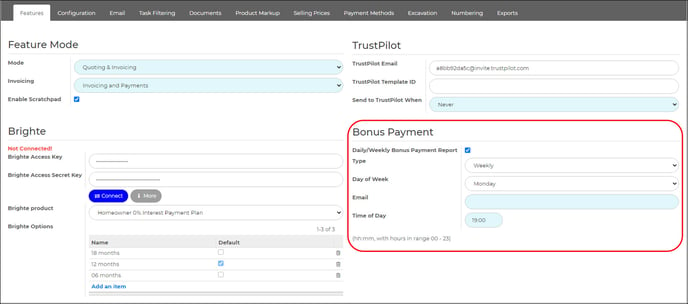 bonus payment weekly or daily report