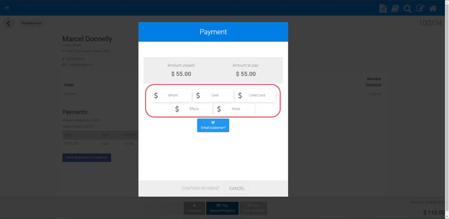pick payment method for final payment